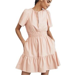 NWOT Anthropologie Women’s The Somerset Pink Faux Leather Mini Dress - size XXS